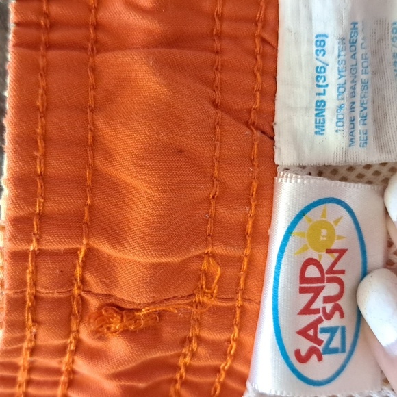 Sand N Sun Men's Orange Abstract Print Swim Trunks Size L (36/38) - Picture 3 of 5